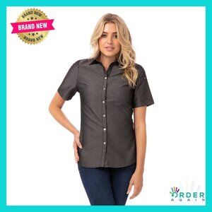 Denim Work Shirt Snap Front Modern Fit Professional Kitchen Utility Top